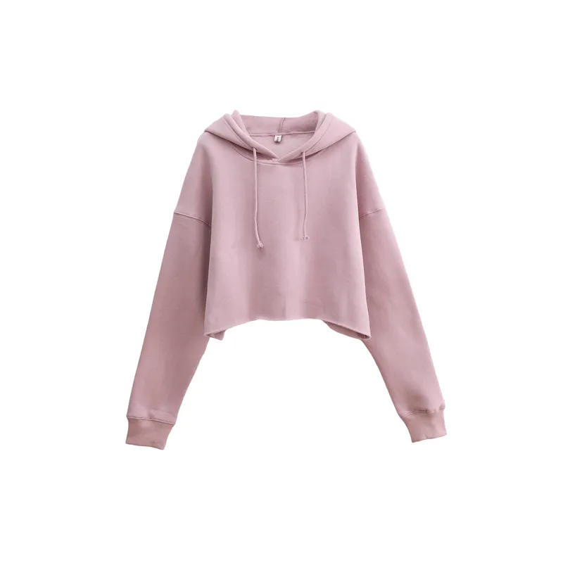 Sporty Plain Cotton Polyester Blend Sweatshirt Women-1
