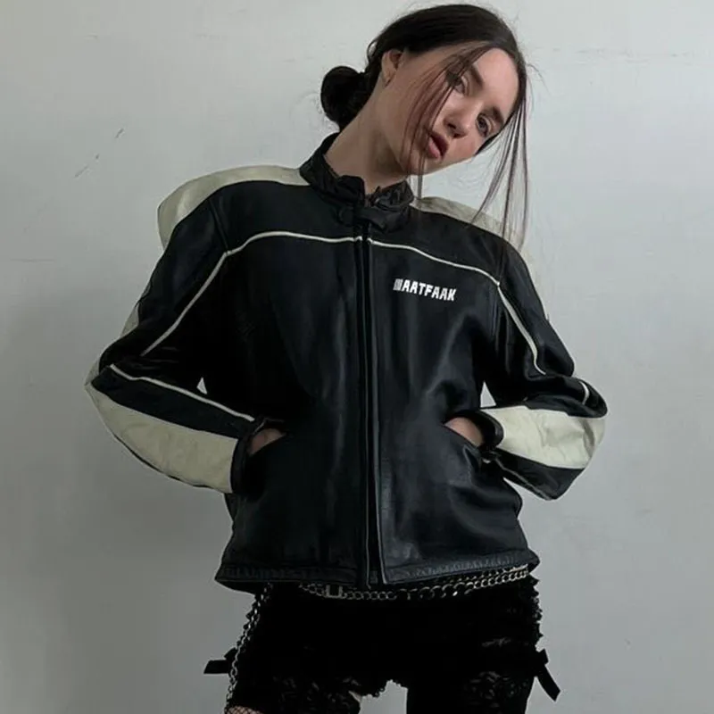 Street Zipper Leather Jacket-3