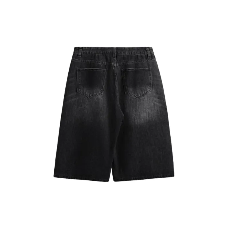 Casual Plain Denim Shorts-5