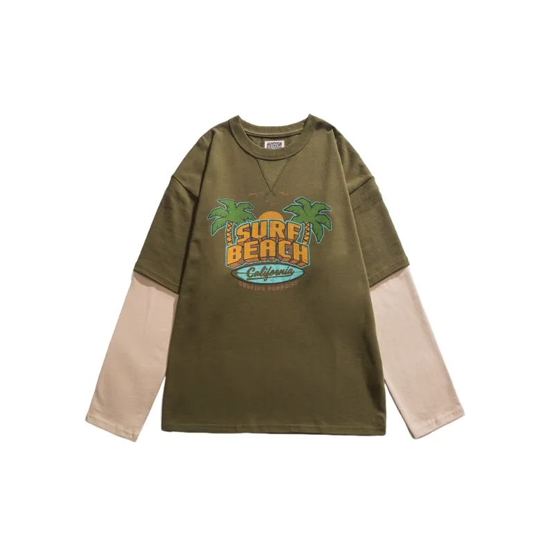 Pure Cotton Loose Long Sleeve T shirt-0