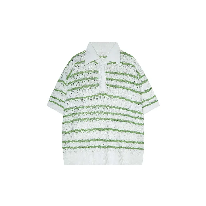 Fashion Striped Blended Synthetic Fabrics Polo-0