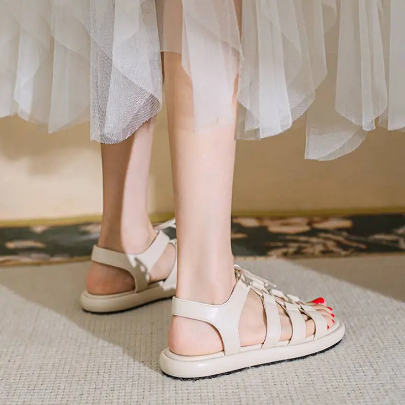 Retro Plain Roman Sandals-2