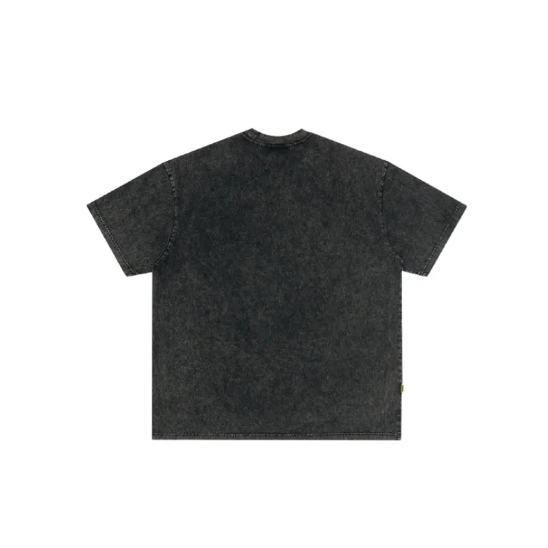 Retro Print Washed T shirt-1