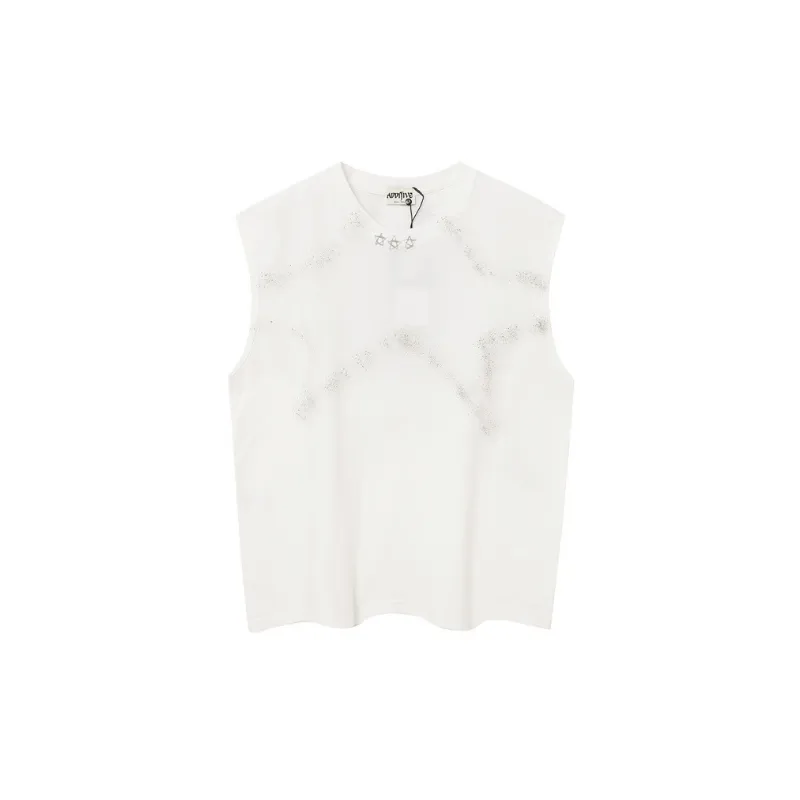 Pentagram Gradient Letters Printed Vest-0