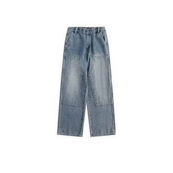 Retro Washed Straight Leg Jeans
