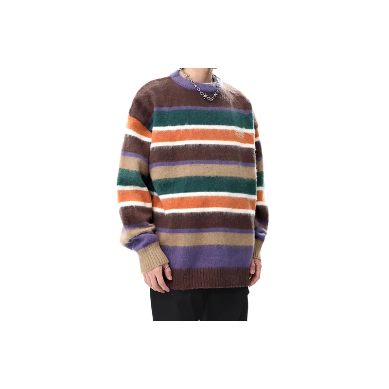 Retro Contrast Color Polyester Sweatshirt-7