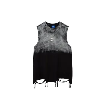 Trendy Tie Dyed Hole Necklace Vest