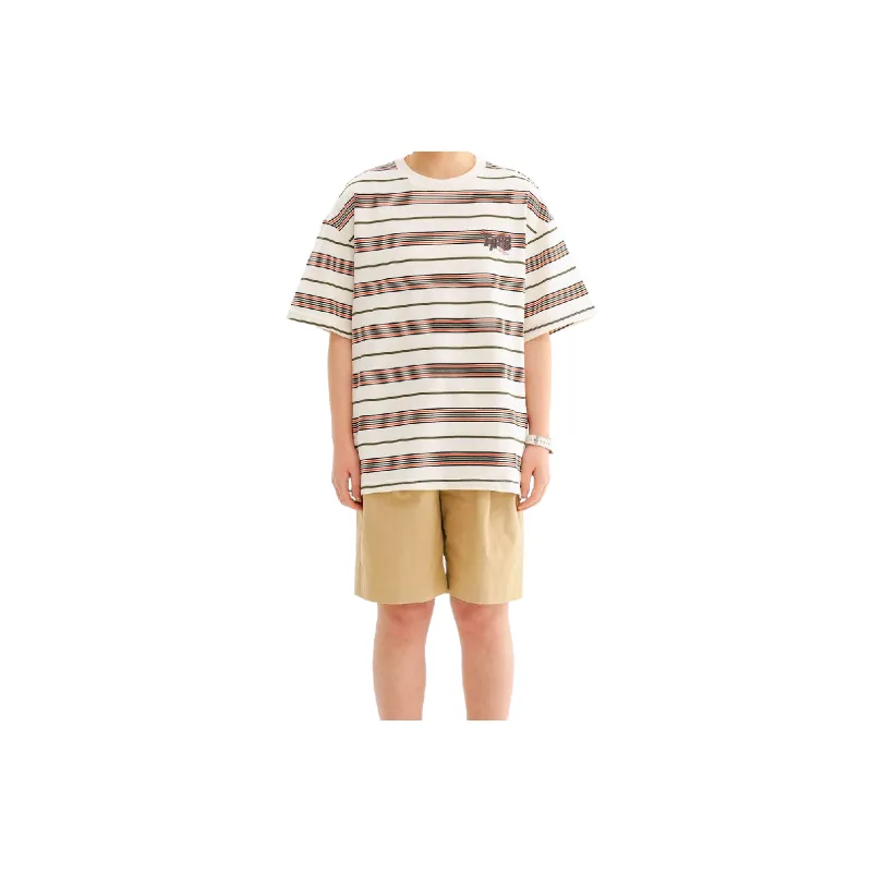 Retro Striped Cotton Blended Fabric T Shirt Unisex-2