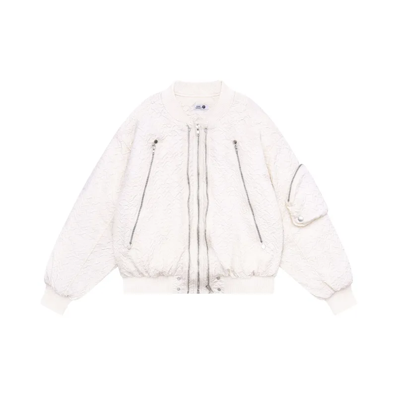 High Street Retro Multi zipper Decorated Flight Jacket-2