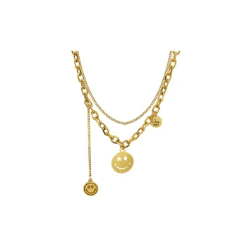 Smiley Face Tassel Round Necklace