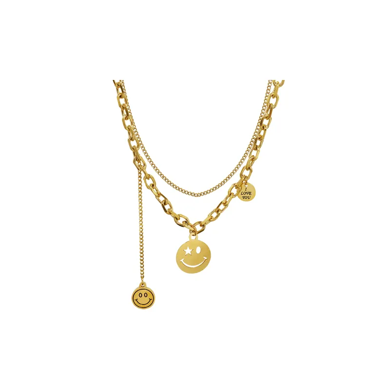 Smiley Face Tassel Round Necklace-2