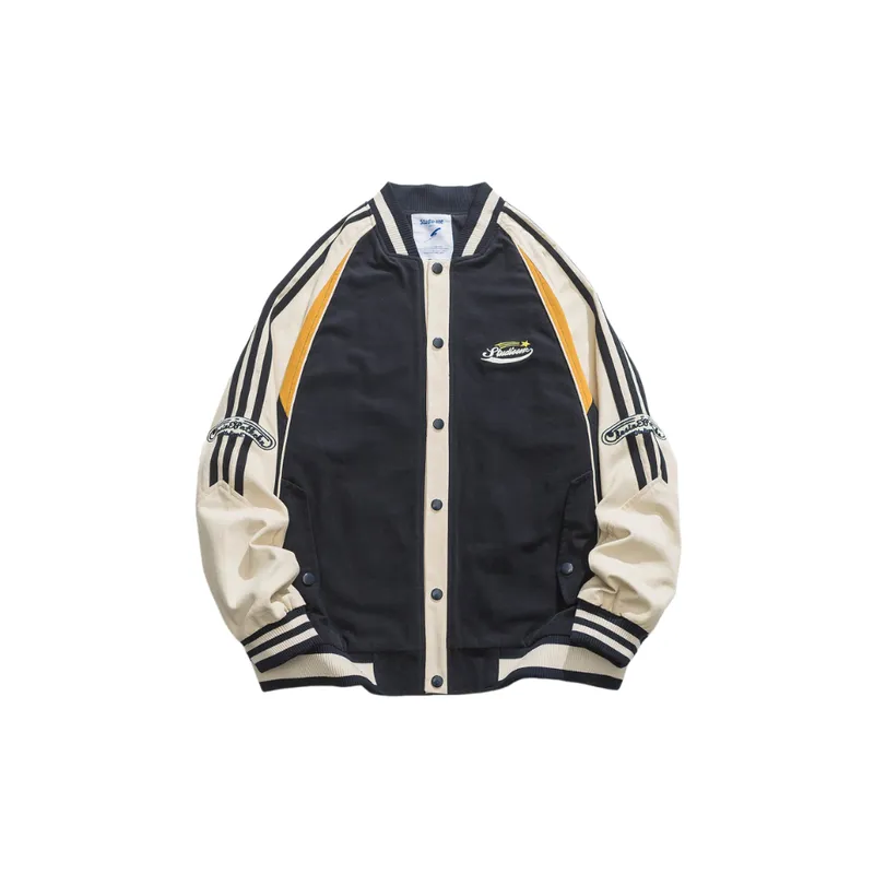 Retro Color Collision Splicing Tide Casual Jacket-2