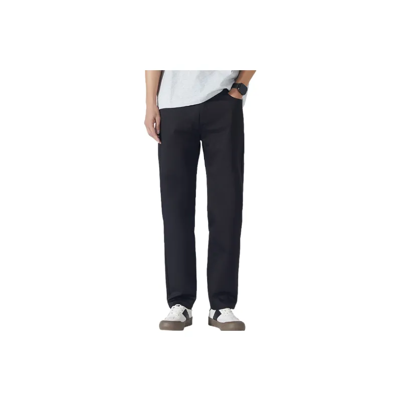 Simple Plain Cotton Blended Fabric Casual Pants Unisex-0