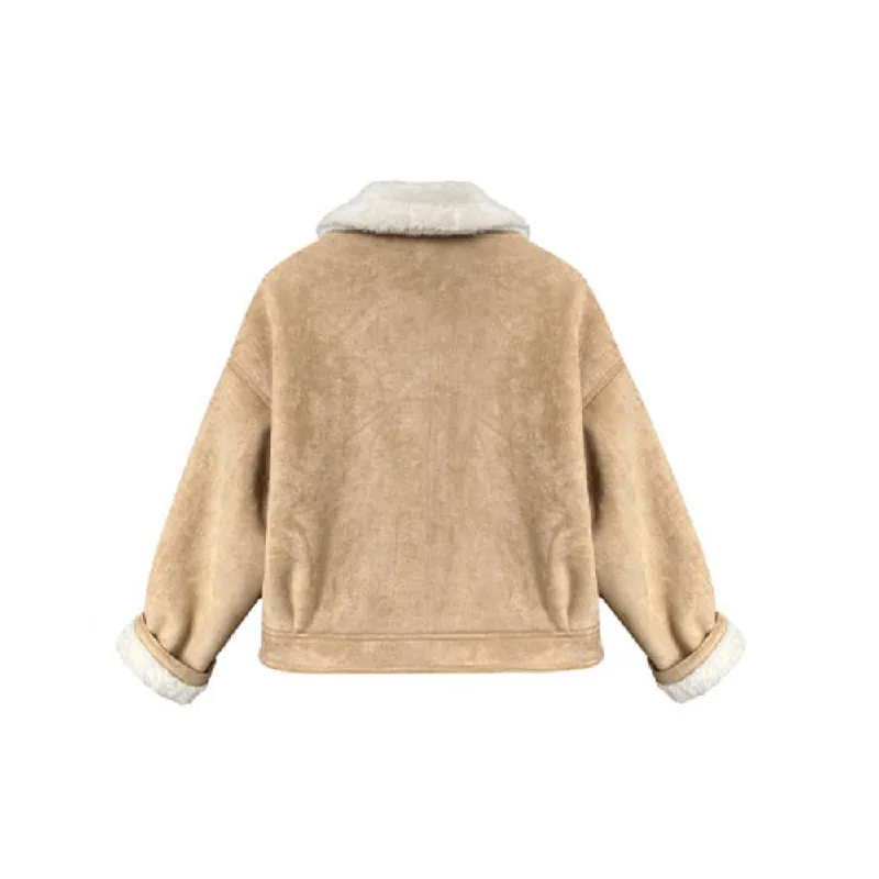 Fashionable Loose Suede Fabric Jacket-5