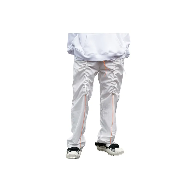 Loose Drawstring Reflective Solid Color Casual Pants-2