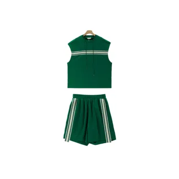 Contrast Color Striped Vest and Shorts Two Piece Suit