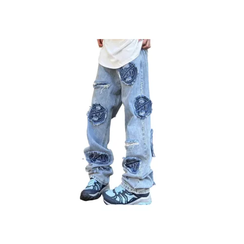 Embroidery Retro Ripped Jeans