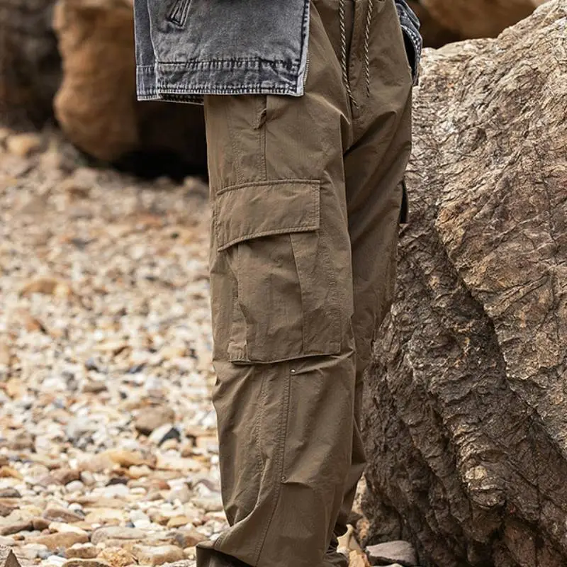 Casual Flare Leg Cotton Cargo Pants-14
