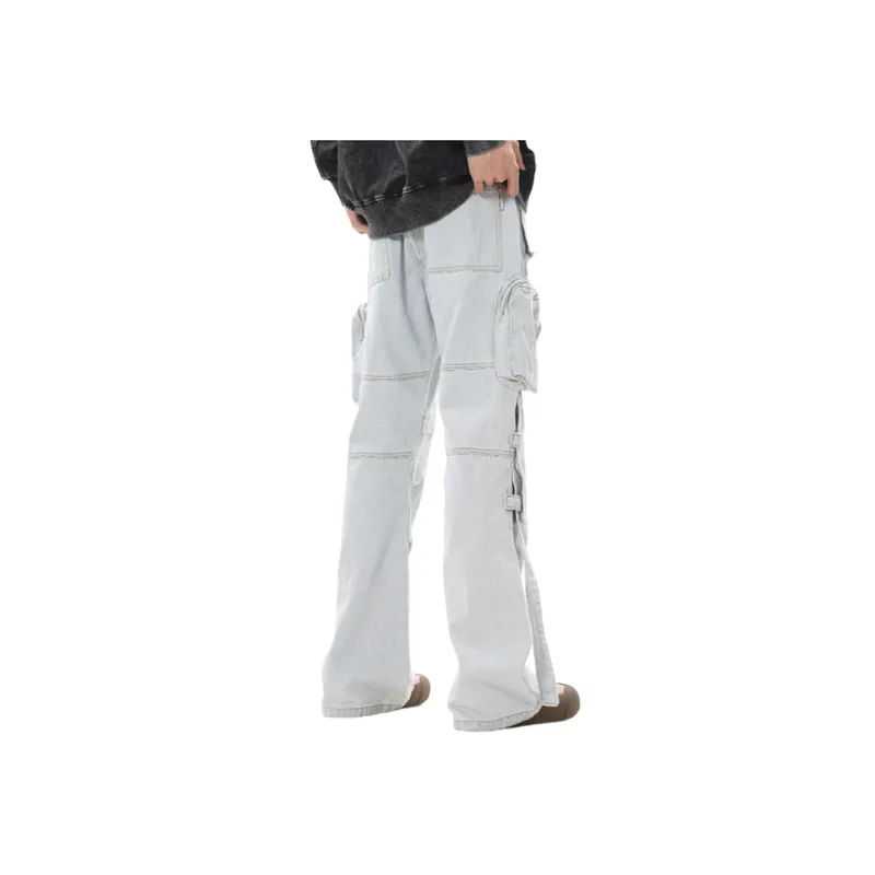 Washed Distressed Ribbon Stitching Jeans-3