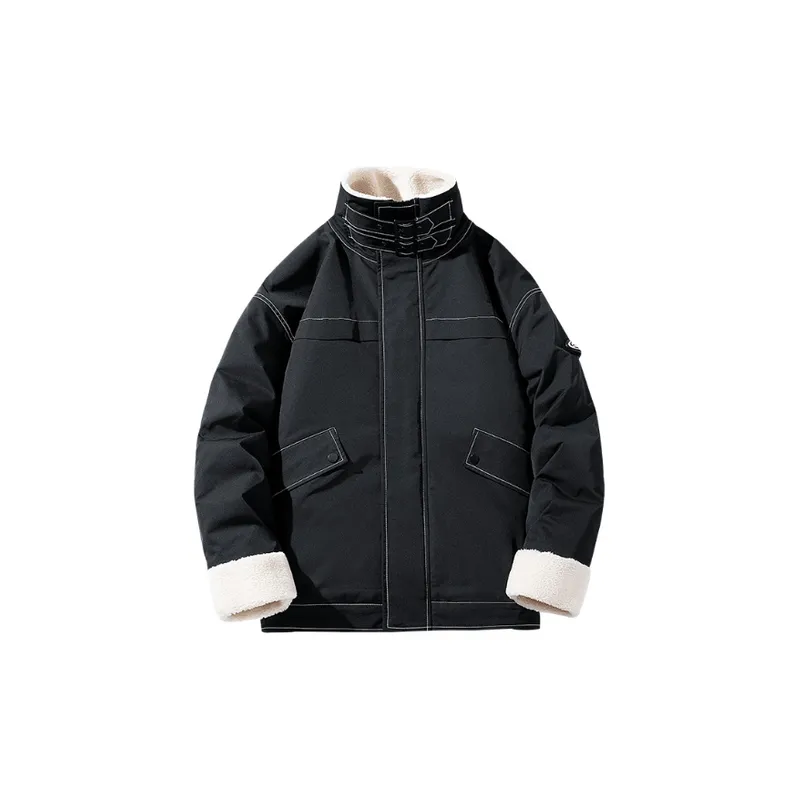 Loose Stand Collar Thickened Warm Cotton Coat-4