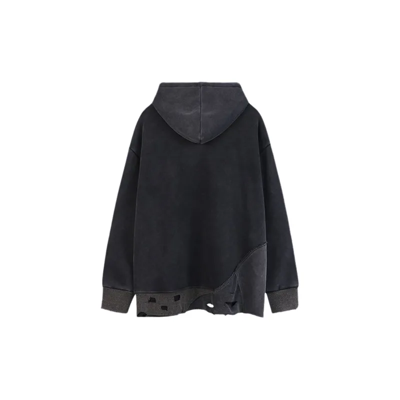 Patchwork Irregular Letter Embroidered Hoodie-3
