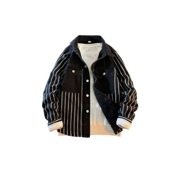Striped Patchwork Denim Jacket