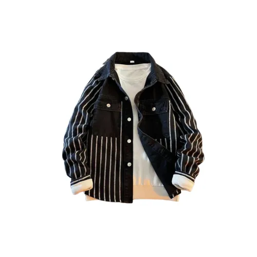 Striped Patchwork Denim Jacket
