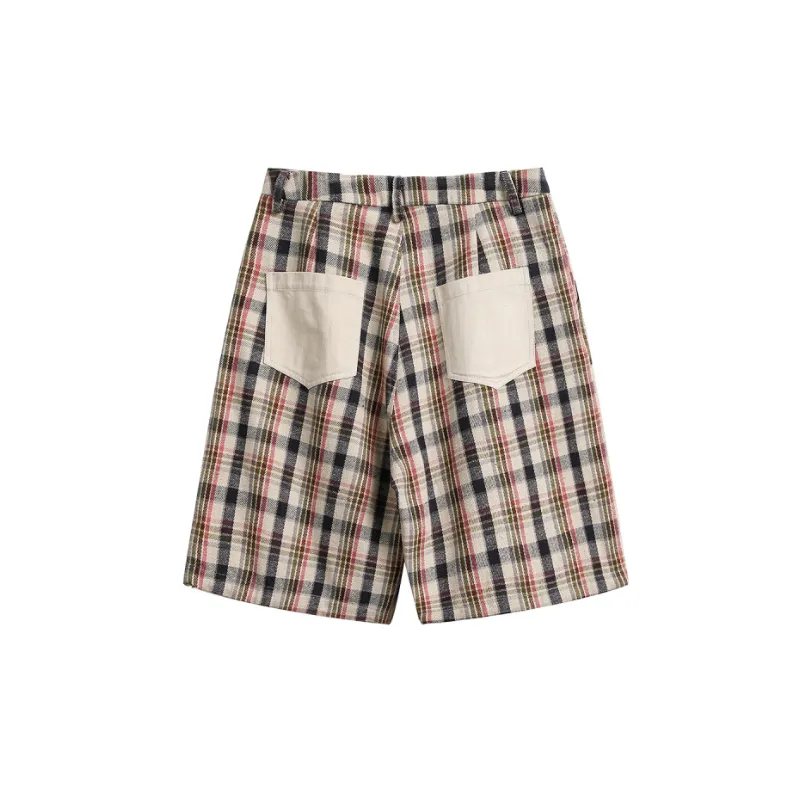 Retro Casual Plaid Shorts-1