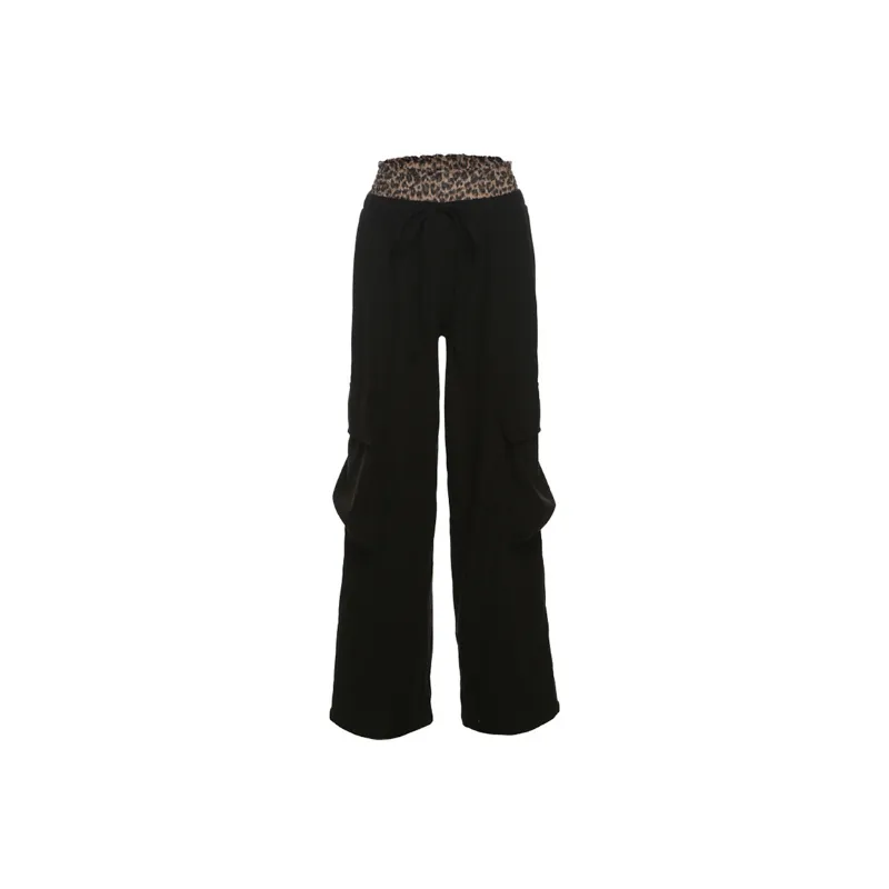 Casual Leopard Print Cargo Pants Women-0
