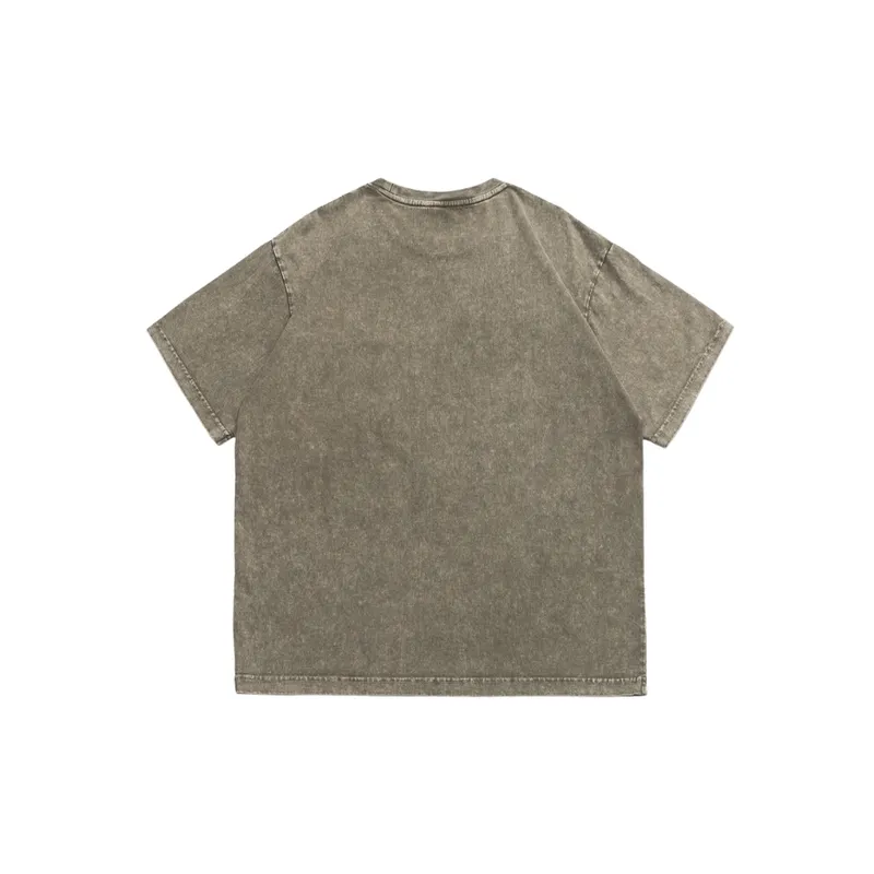 Half Sleeve Loose Washed Portrait Printed Short Sleeved T shirt-1