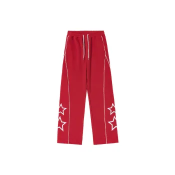 Vintage Star Printed Sports Ins Loose Straight Pants