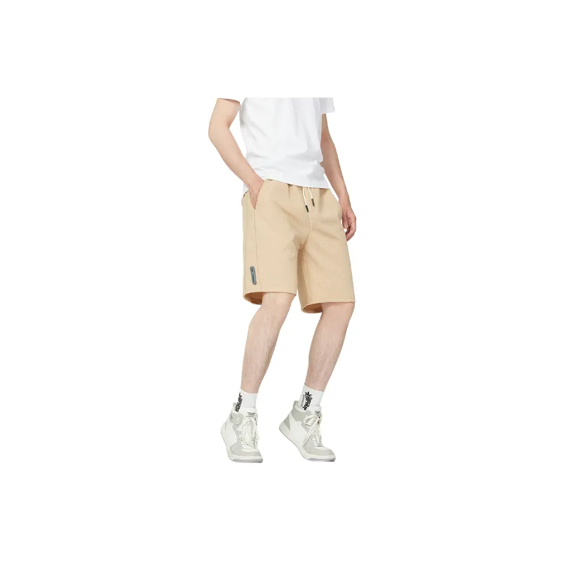Loose Plain Waffle Checks Casual Shorts-0