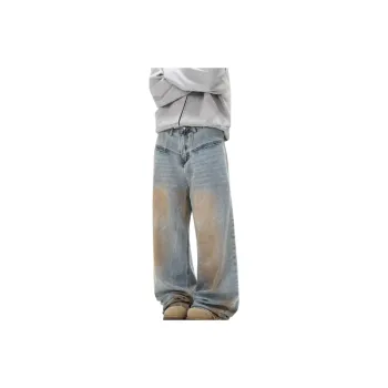Retro Washed Straight Leg Jeans