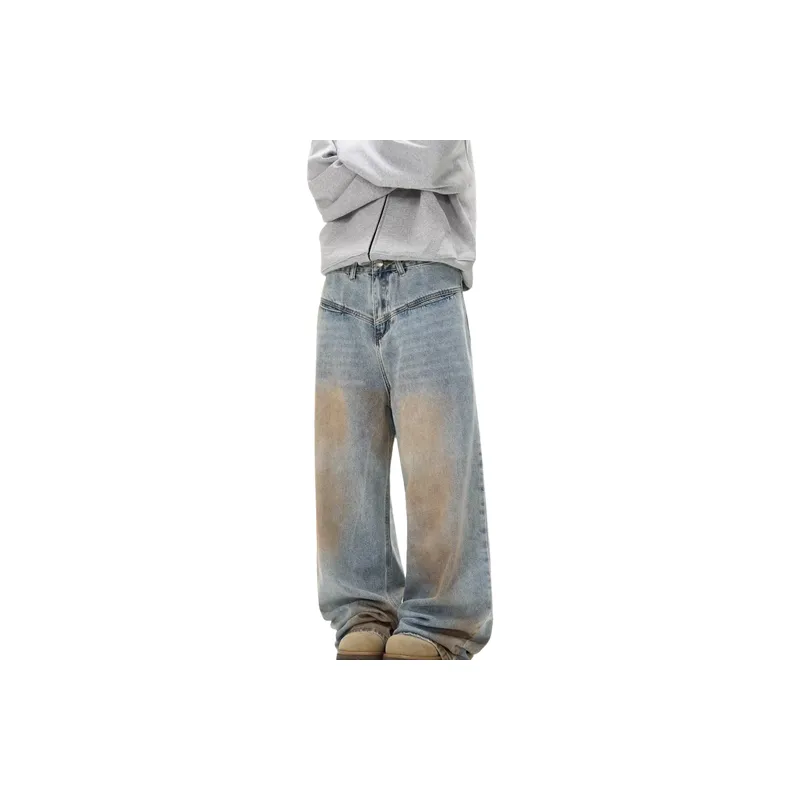 Retro Washed Straight Leg Jeans-2