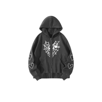 Heart Web Zipper Hoodie