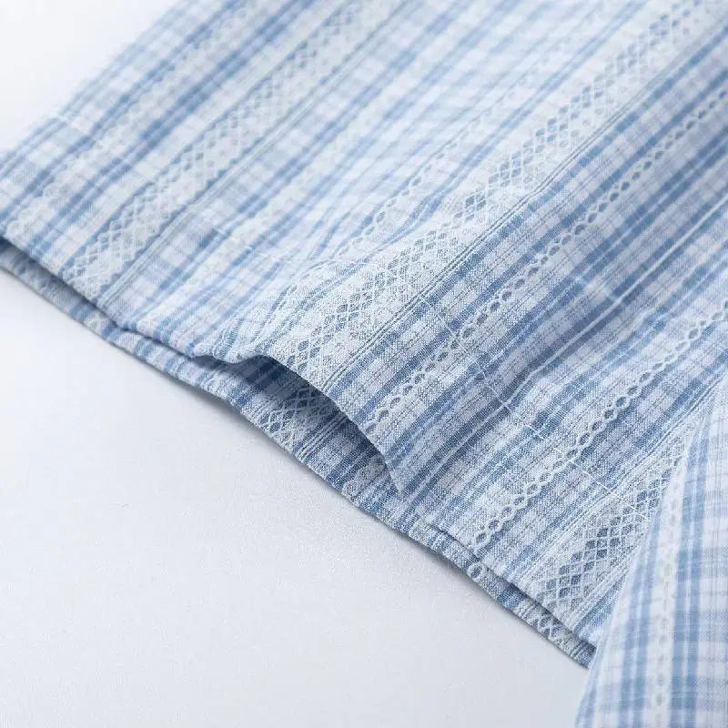 Retro Plaid Cotton Polyester Blend Shirt Unisex-7