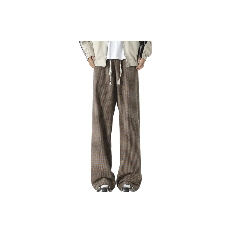 Fashionable Plaid Polyester Casual Pants-4