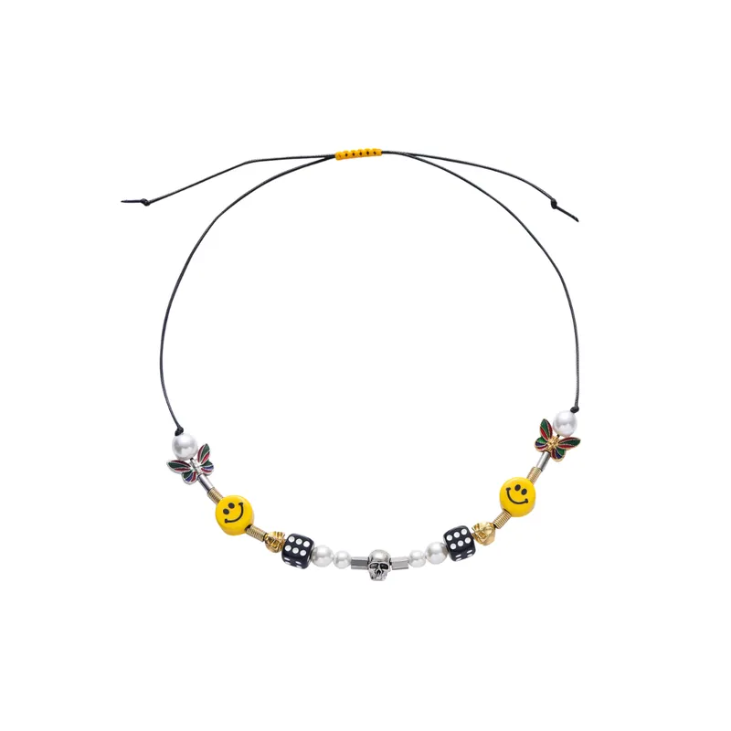 Skull Pearl Smiley Face Necklace