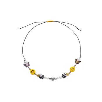 Skull Pearl Smiley Face Necklace
