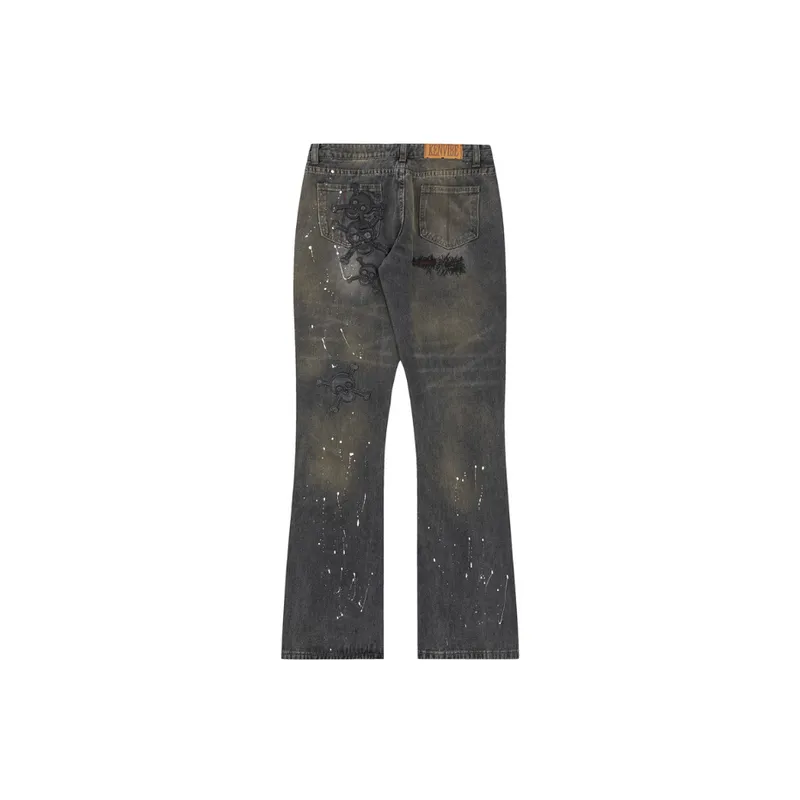 Retro Distressed Washed Jeans-1
