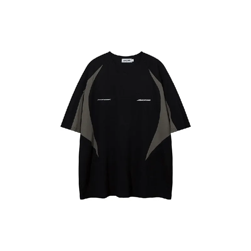 Contrast Color Loose Polyester T Shirt-0