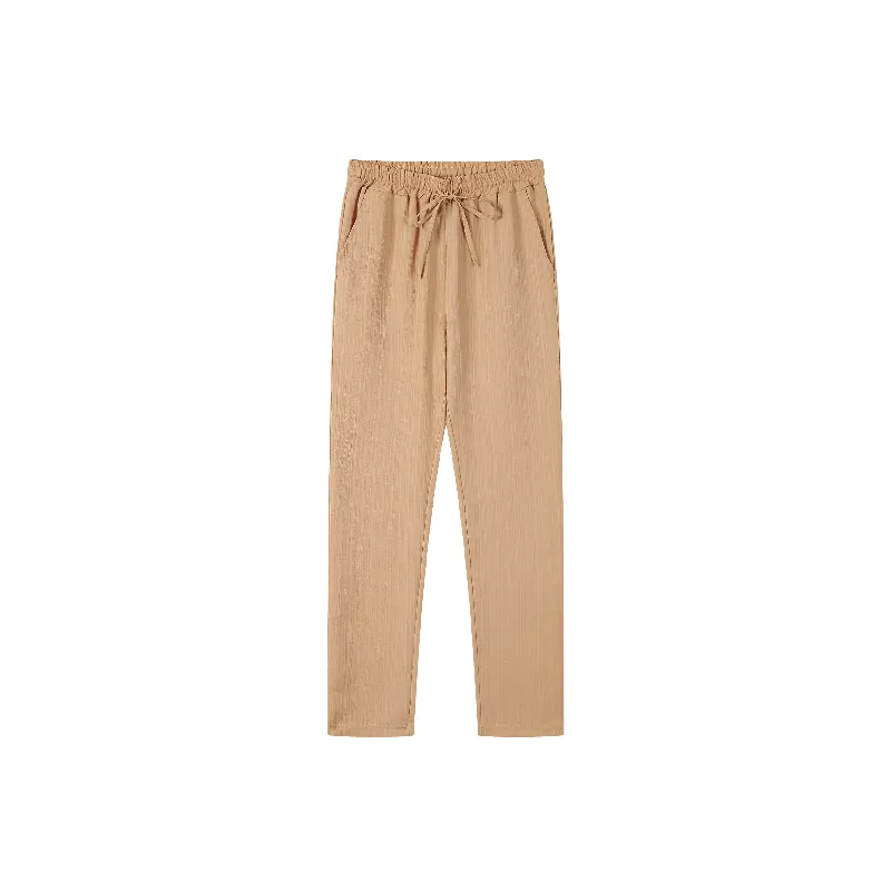 Loose Plain Linen Casual Pants-0