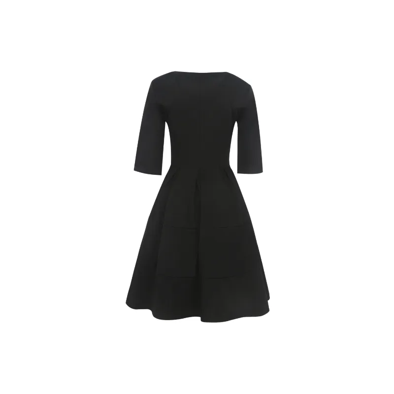 Elegant Contrast Color Cotton Dress Women-7