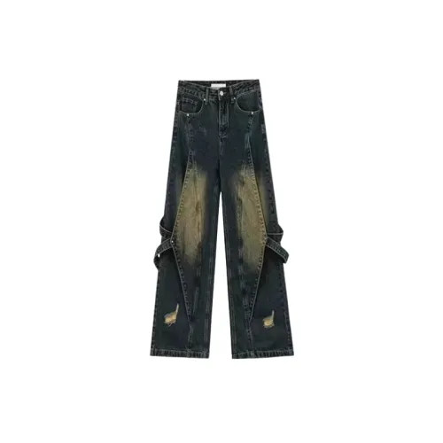 Retro Washed Straight Leg Jeans