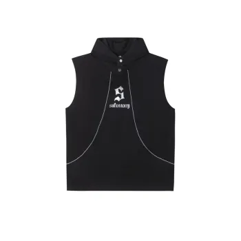 Loose Patchwork Printed Hooded Vest