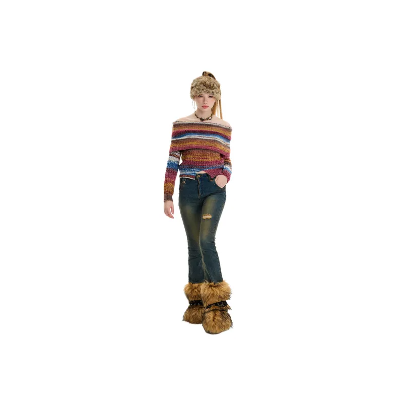 Retro Loose Acrylic Fibres Sweater Women-9