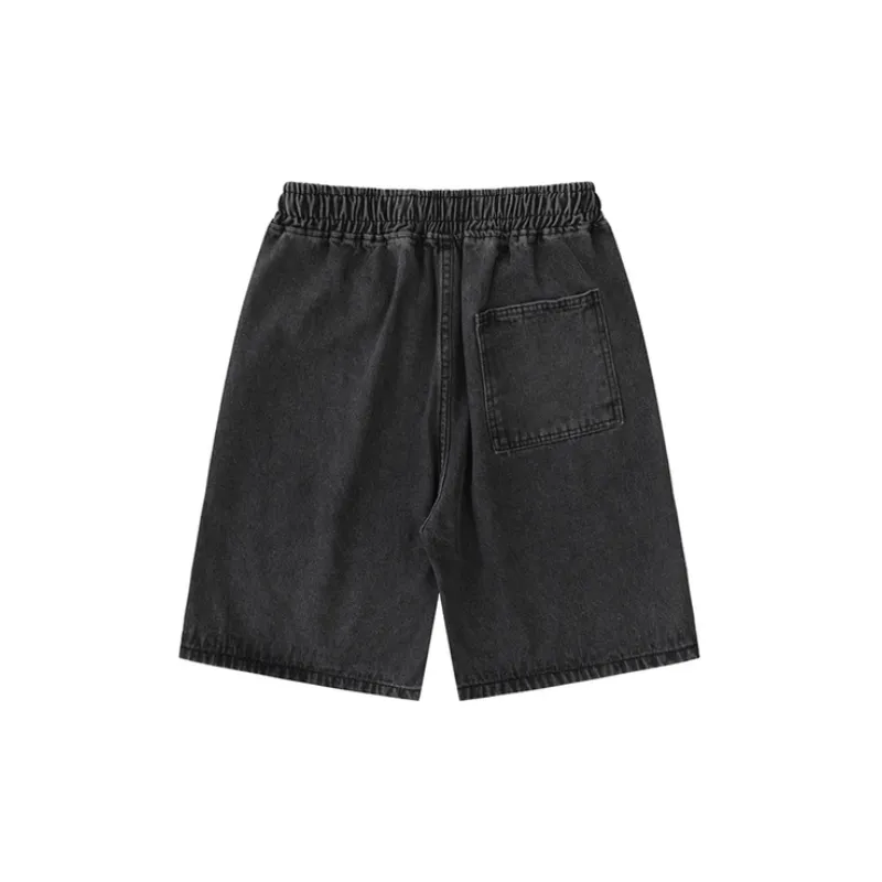 Trendy Ink Splashed Denim Shorts-5
