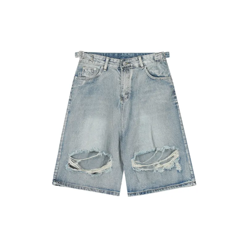 Retro Washed Denim Shorts-0