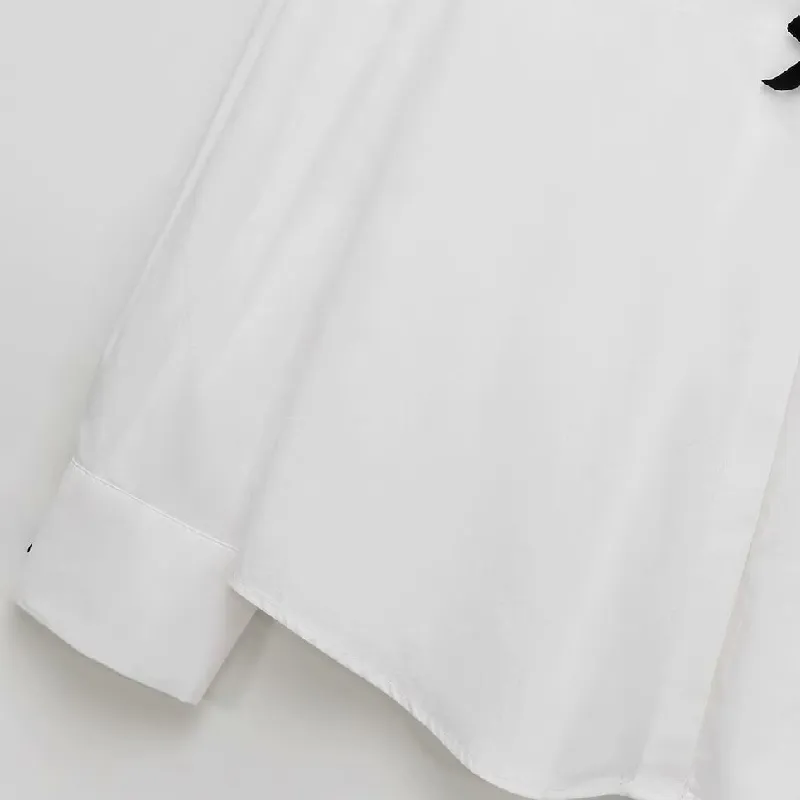 Simple Print Polyester Shirt Women-4