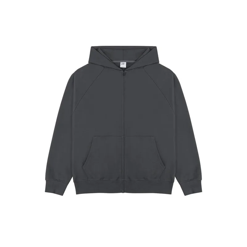Zipper Raglan Sleeves Loose Hoodie